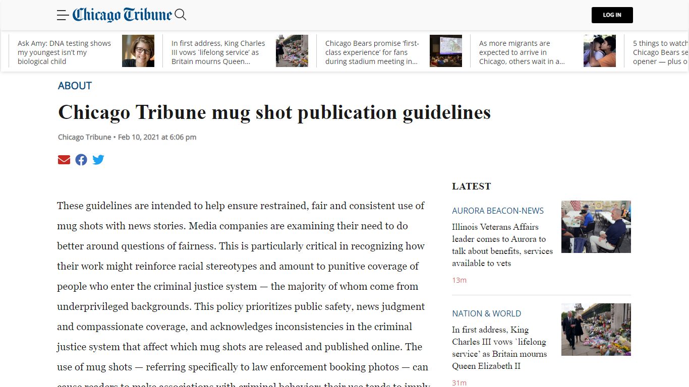 Chicago Tribune mug shot publication guidelines